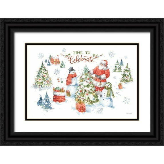 Audit, Lisa 24x17 Black Ornate Wood Framed with Double Matting Museum Art Print Titled - Welcoming Santa 01