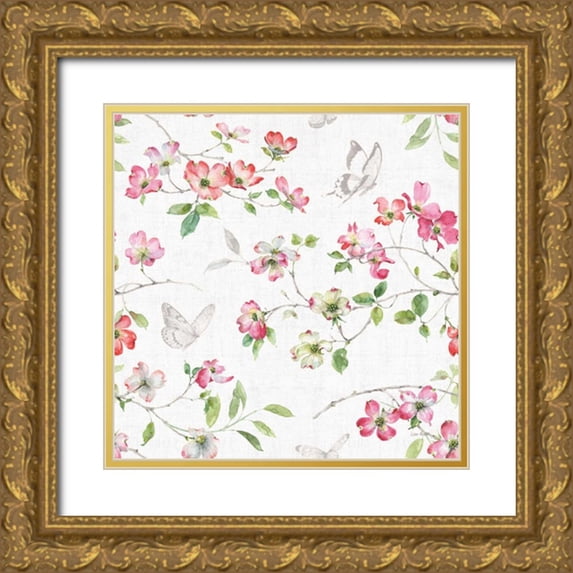 Audit, Lisa 26x26 Gold Ornate Wood Framed with Double Matting Museum Art Print Titled - Dogwood Garden Step 02