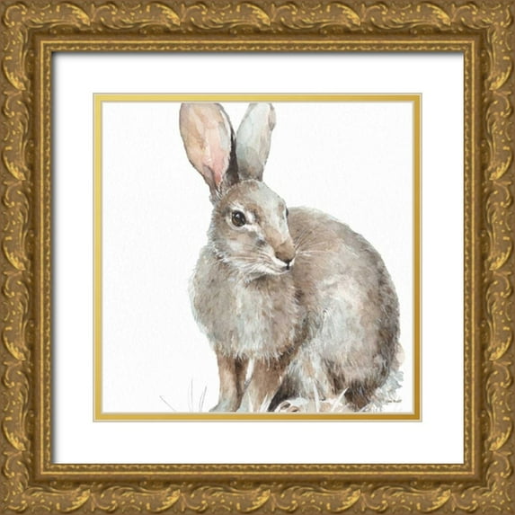 Audit, Lisa 26x26 Gold Ornate Wood Framed with Double Matting Museum Art Print Titled - Forest Friends II