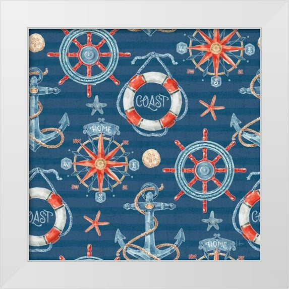 Audit, Lisa 26x26 White Modern Wood Framed Museum Art Print Titled - Nautical Life Step 01B