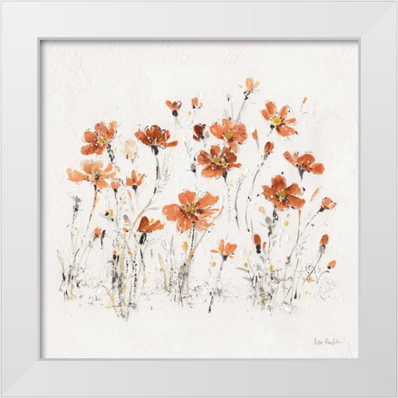 Audit, Lisa 26x26 White Modern Wood Framed Museum Art Print Titled - Wildflowers III Orange