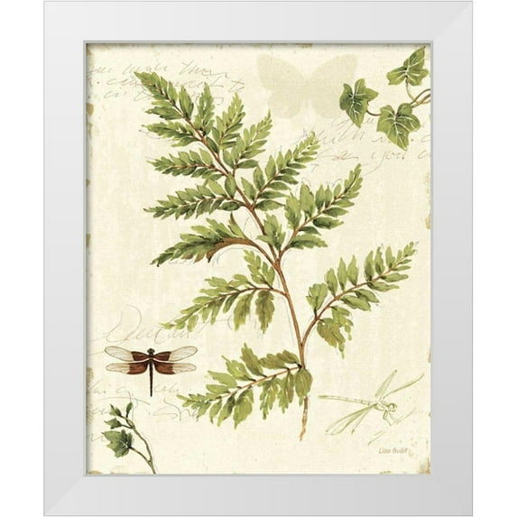 Audit, Lisa 26x32 White Modern Wood Framed Museum Art Print Titled - Ivies and Ferns I