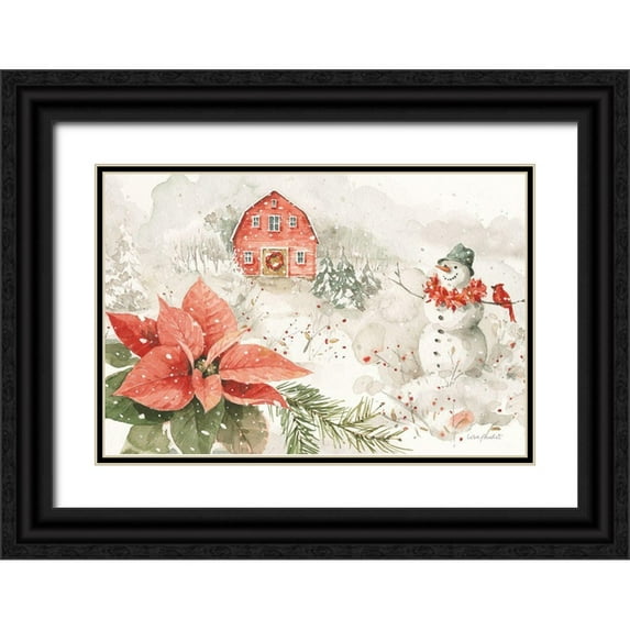 Audit, Lisa 32x23 Black Ornate Wood Framed with Double Matting Museum Art Print Titled - Poinsettia Village I