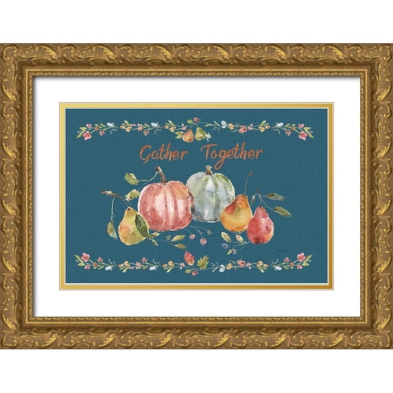 Audit, Lisa 32x23 Gold Ornate Wood Framed with Double Matting Museum Art Print Titled - Time to Share II Blue