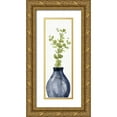 thumbnail image 1 of Audit, Lisa 9x18 Gold Ornate Wood Framed with Double Matting Museum Art Print Titled - Mixed Greenery II Navy, 1 of 4