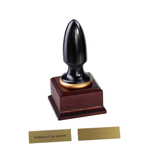 Auditor of The Month Plug Throphy Custom Add Your Name Engraved Text Funny Halloween Costume Prop (Not Personalized)