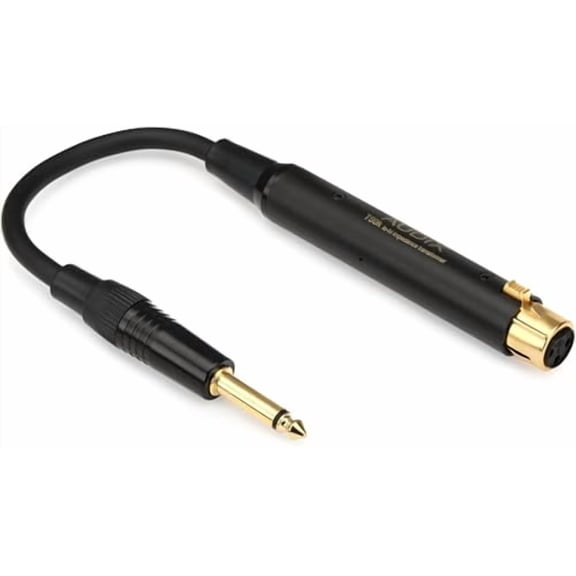 Audix T50K Professional XLR to TS Inline Impedance Matching Transformer: Lo-Z to Hi-Z - Black/Gold
