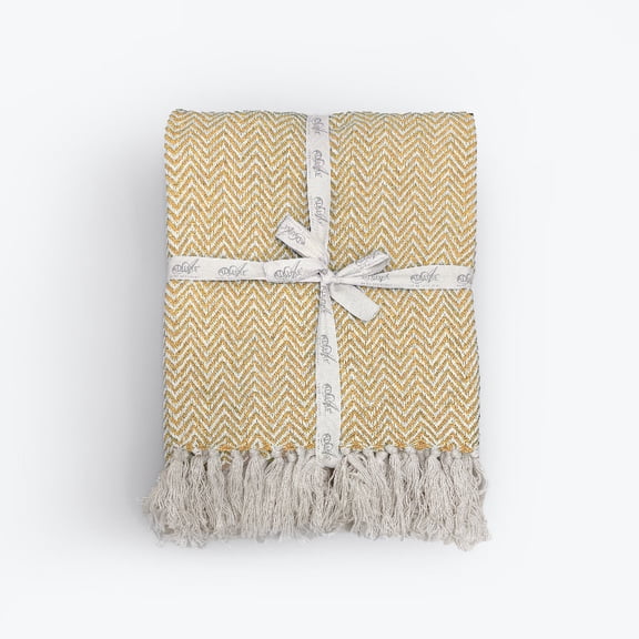 Audley Chevron Herringbone Couch Throw Blanket - 100% Cotton