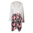 thumbnail image 1 of Audrey 3+1 Cozy Trendy Contrast Knit Woven Floral Print Cardigan Sweater Wrap, 1 of 5