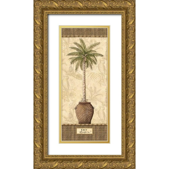 Audrey, Charlene 15x32 Gold Ornate Wood Framed with Double Matting Museum Art Print Titled - Botanical Palm III
