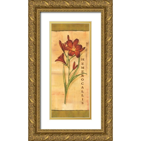 Audrey, Charlene 15x32 Gold Ornate Wood Framed with Double Matting Museum Art Print Titled - Les Lys II