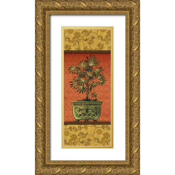 Audrey, Charlene 15x32 Gold Ornate Wood Framed with Double Matting Museum Art Print Titled - Tropical Plants III