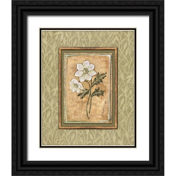 Audrey, Charlene 20x24 Black Ornate Wood Framed with Double Matting Museum Art Print Titled - Peaceful Flowers III