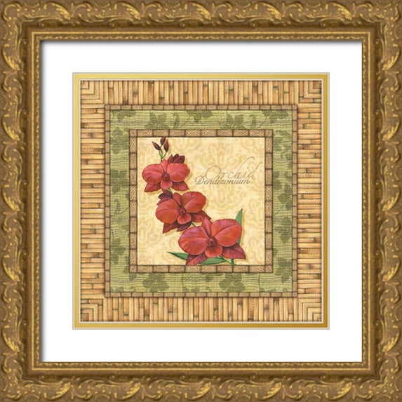 Audrey, Charlene 26x26 Gold Ornate Wood Framed with Double Matting Museum Art Print Titled - Bright Orchids III