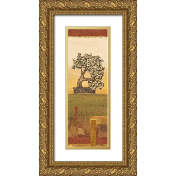Audrey, Charlene 7x14 Gold Ornate Wood Framed with Double Matting Museum Art Print Titled - Bonsai III