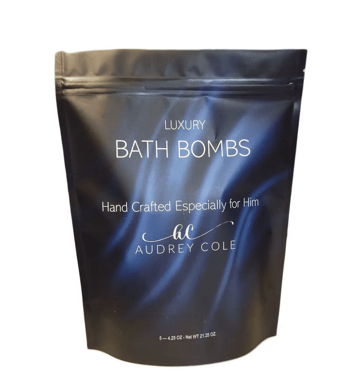 Audrey Cole Luxury Bath Bombs for Him - Set of 5 - 4.25 oz each. Tranquility & Nature Breeze Scented