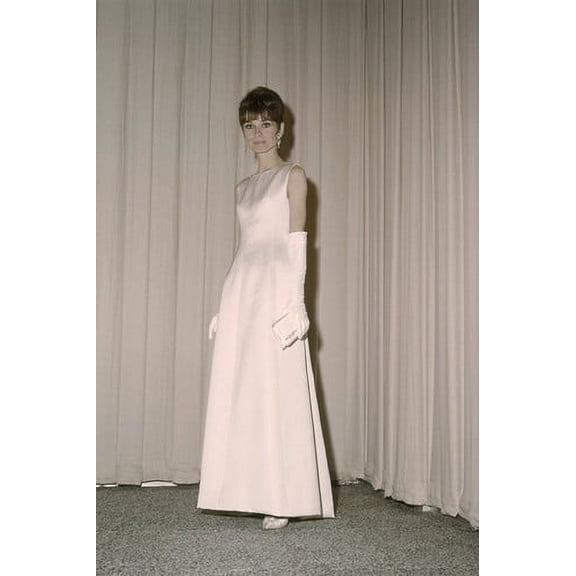 Audrey Hepburn posing in front of drapery satin gown 24x36 Poster