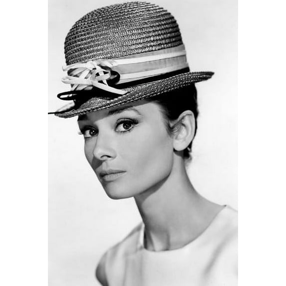 Audrey Hepburn studio b/w portrait in hat 24x36 Poster