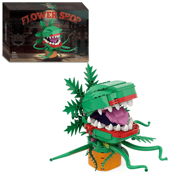 Audrey II Carnivorous Plant Building Block Kit with Openable Mouth, Piranha Flower Decorative Model, 303 Pieces