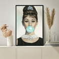 Audrey hepburn, stylized portrait, bubble gum Poster Canvas Art Print