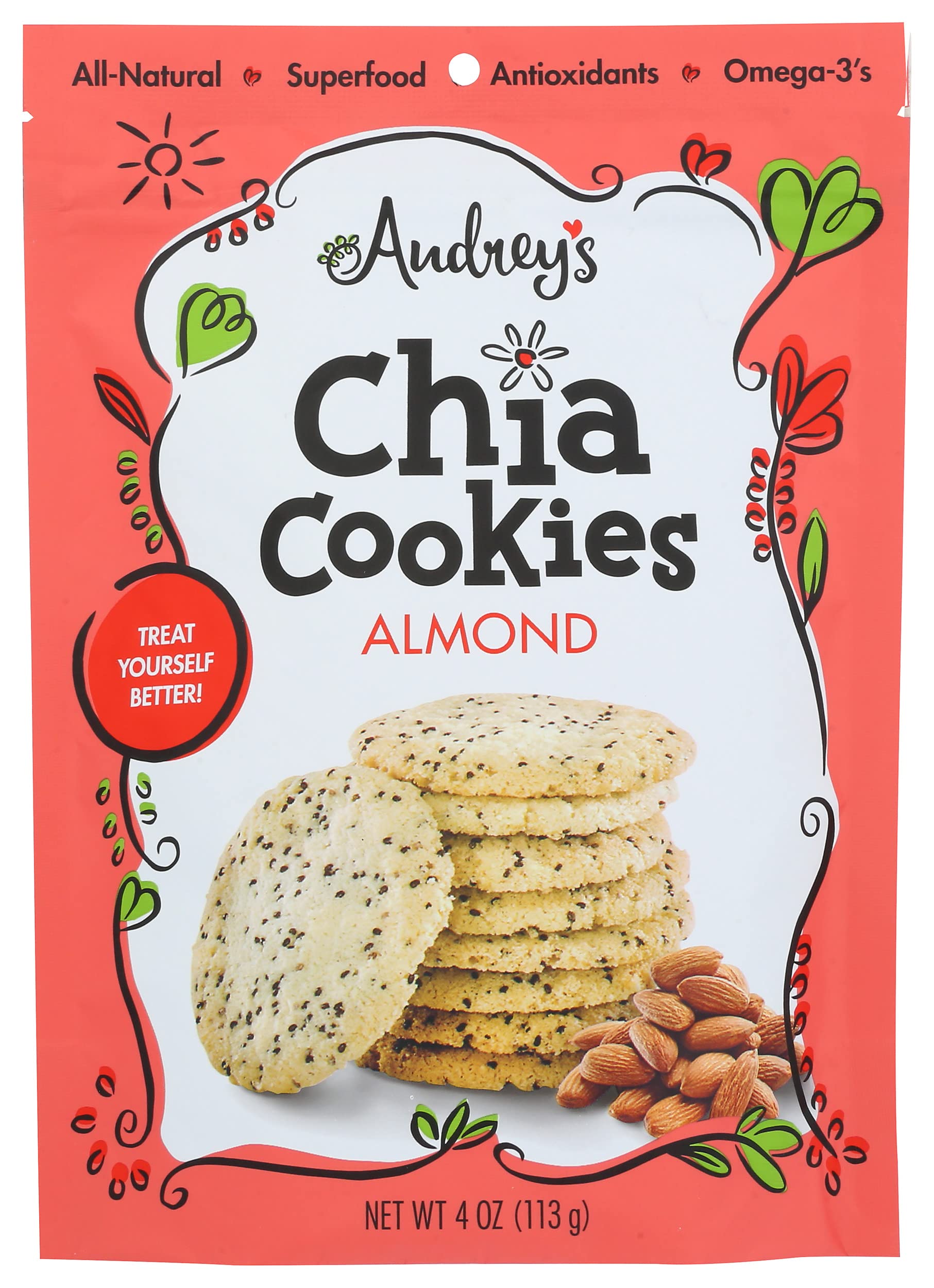 Audrey's Chia Cookies, Almond, STF9 AllNatural, Superfood