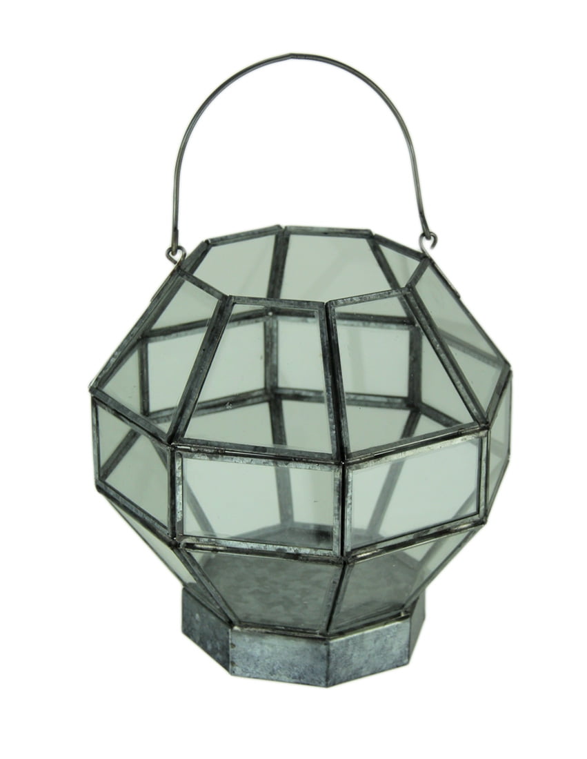 Rustic Farmhouse Hanging Metal and Glass Candle Lantern