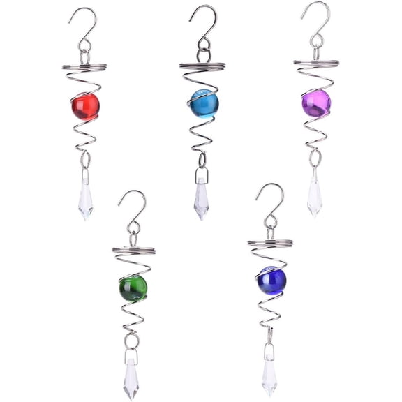 Audreyouth 5pcs Gazing Ball Spiral Tail Spiral Tail Decorative Wind Spinner for Indoor and Outdoor Decoration, 7.1"/18cm