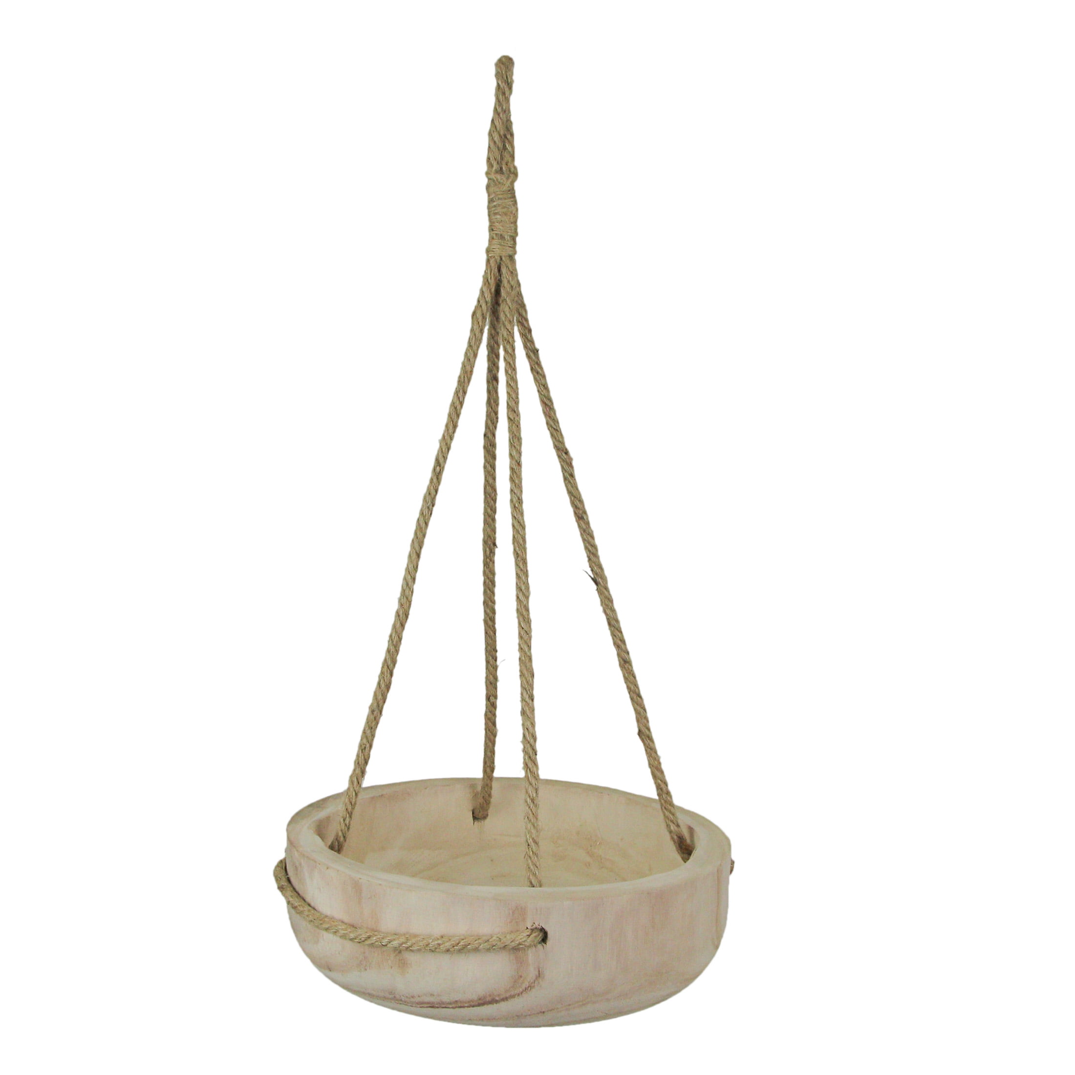 Audreys 12 inch Rope Hanging Wood Bowl Planter Indoor/ Outdoor ...