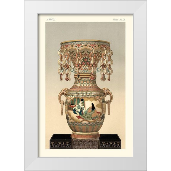 Audsley, George 11x14 White Modern Wood Framed Museum Art Print Titled - Awagi Vase Pl. XLIX