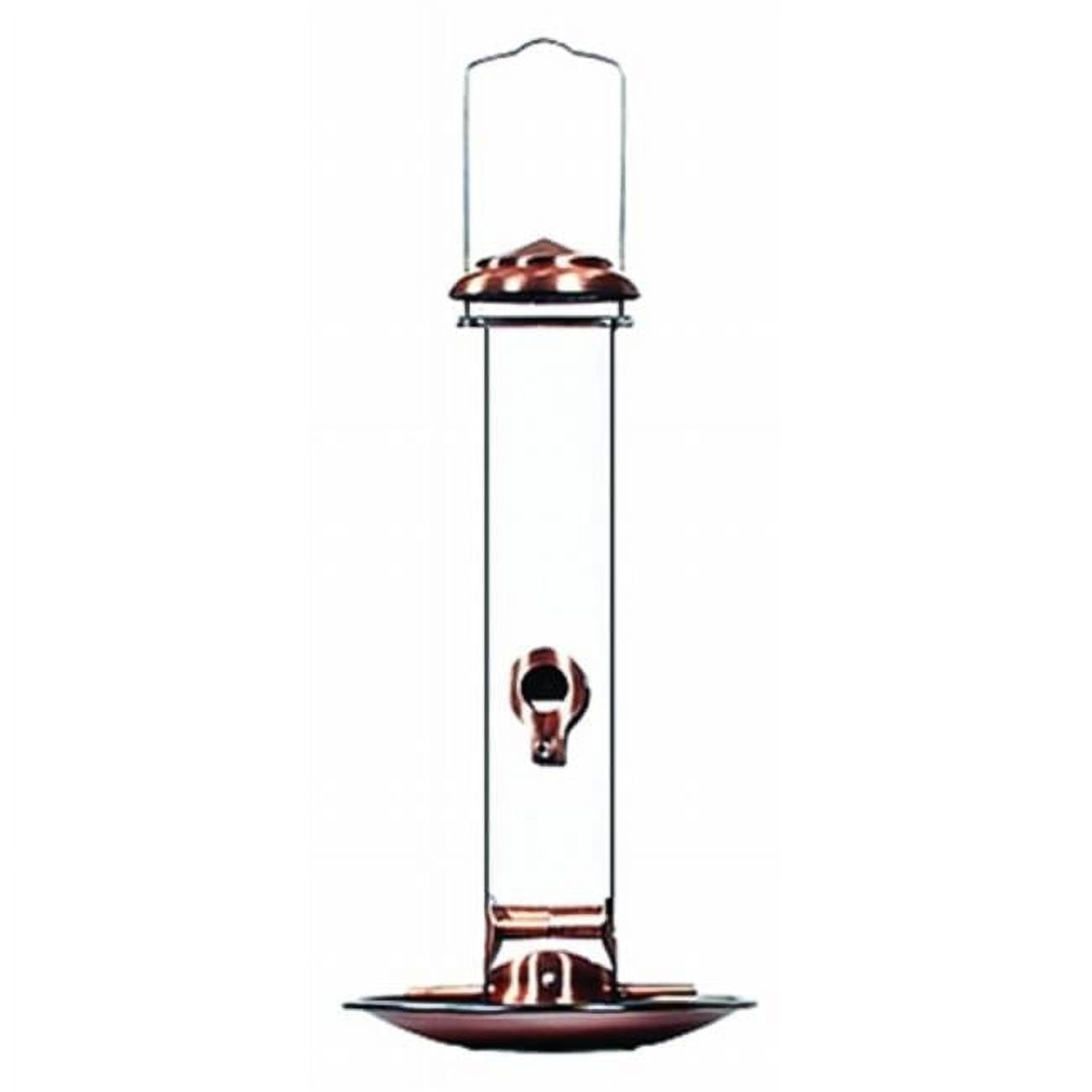 Copper and Clear Hanging Metal Tube Bird Feeder with Tray