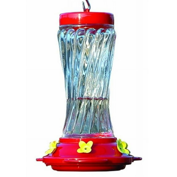 Audubon 24111 Bird Feeder, Hummingbird, Clear Swirl Glass, 3-Perch, 16-oz. - Quantity 1