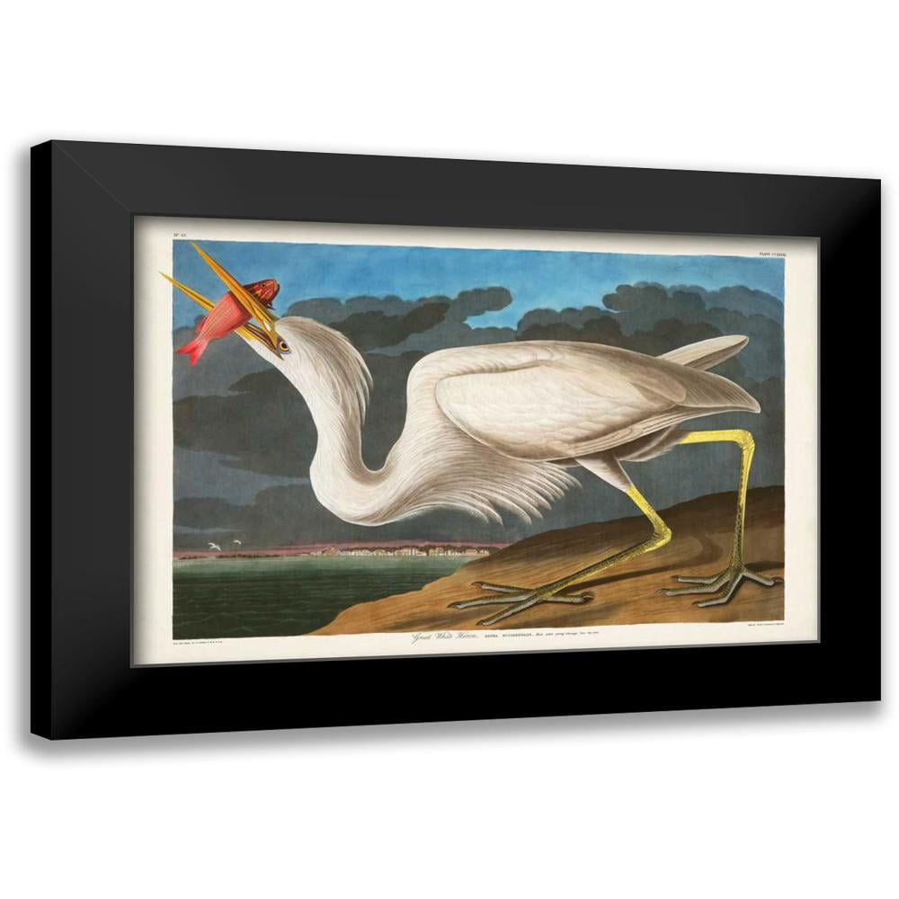 Great White Heron Canvas Art with Brown Wood Frame, 20" x 17"