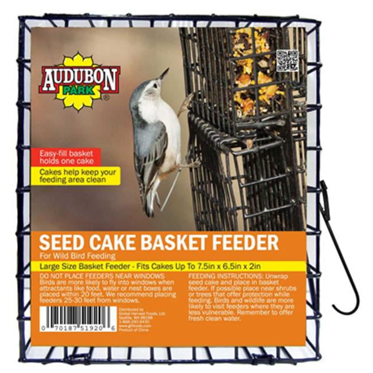 Black Vinyl Coated Metal Hanging Seed Cake Basket Feeder