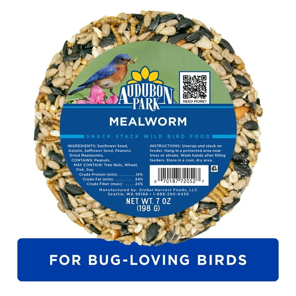 Audubon Park Mealworm Snack Stack Wild Bird Food, Dry, 1 Count per Pack, 7 oz.