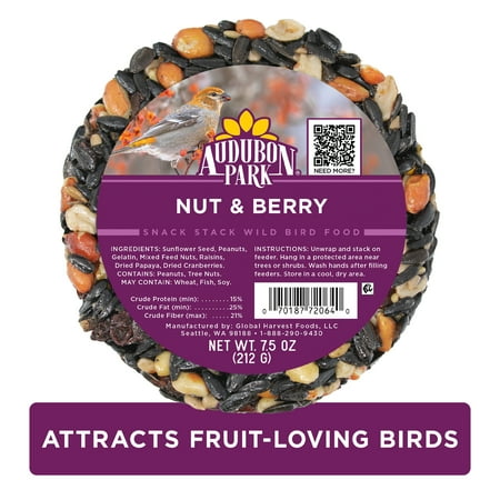 Audubon Park Nut & Berry Snack Stack Wild Bird Food, Dry, 1 Count Per Pack, 7.5 oz.