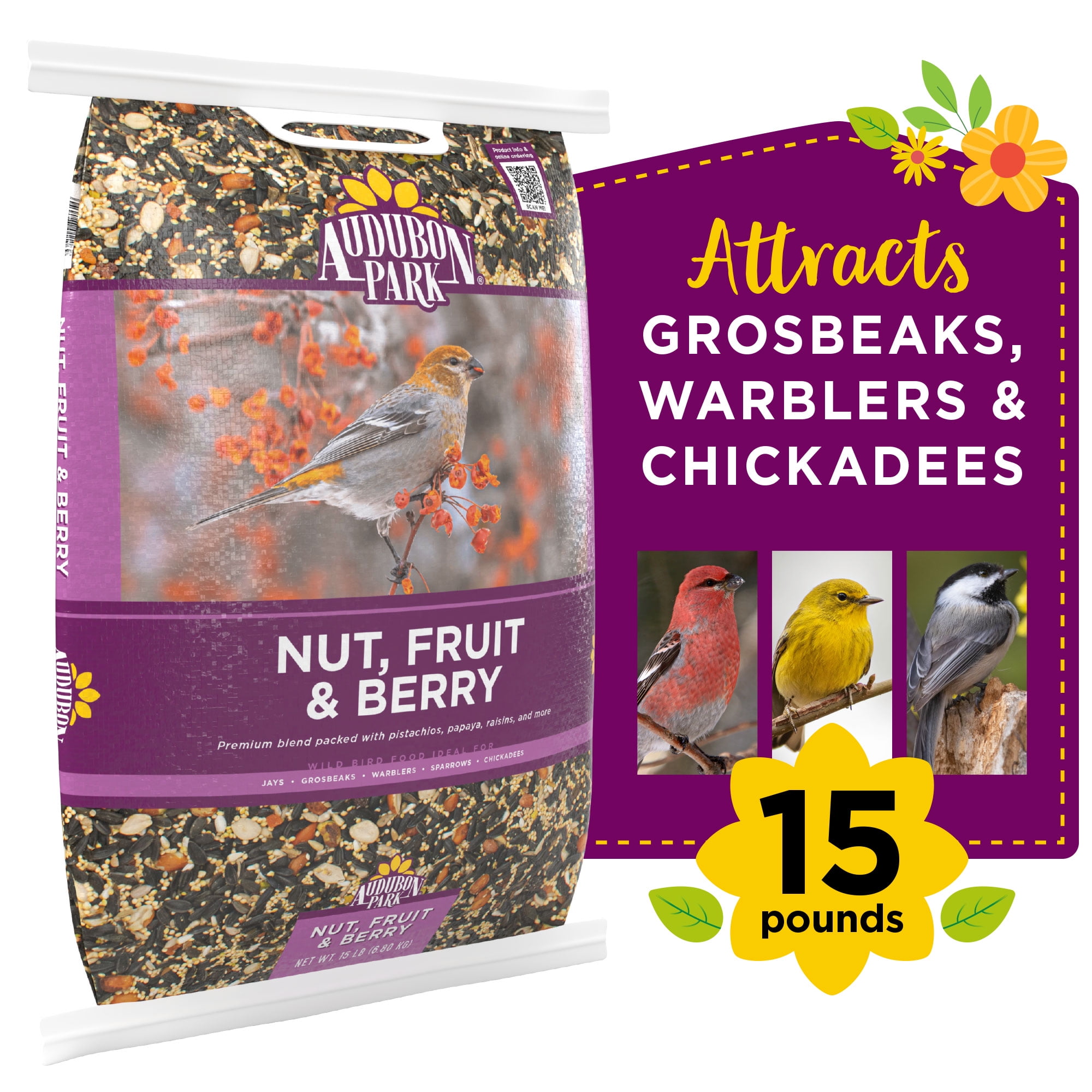 Audubon Park Nut, Fruit & Berry Wild Bird Food, Dry, 15 lbs. - Walmart.com
