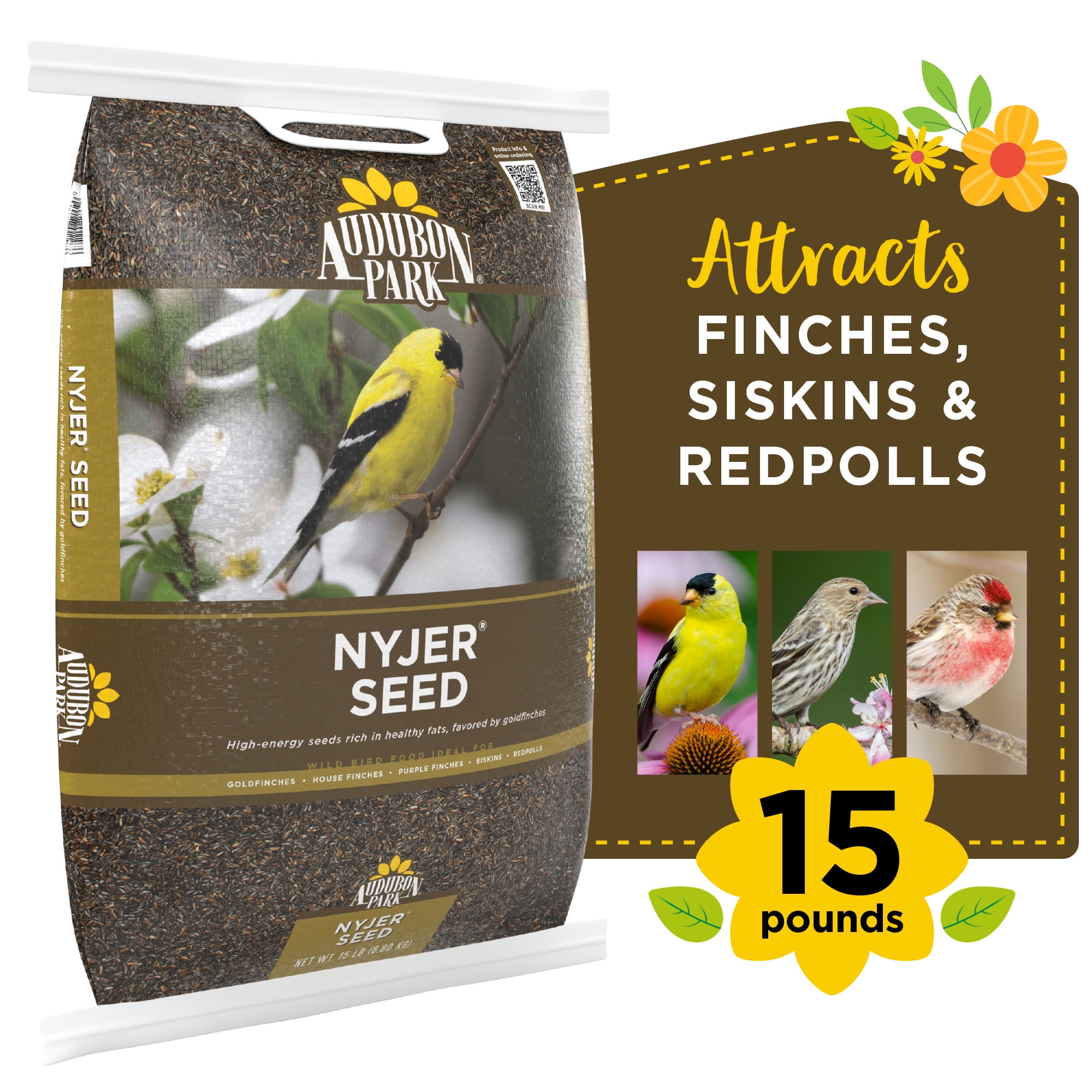 Audubon Park Nyjer Seed Wild Bird Food, Dry, 15 lb. Bag