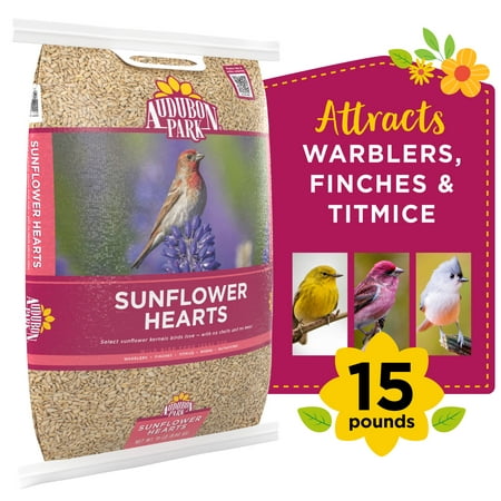 Audubon Park Sunflower Hearts Wild Bird Food, Dry,  1 Count per Pack, 15 lbs