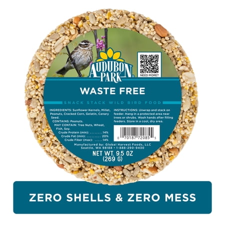 Audubon Park Waste Free Snack Stack Wild Bird Food, Dry, 1 Count per Pack, 9.5 oz.