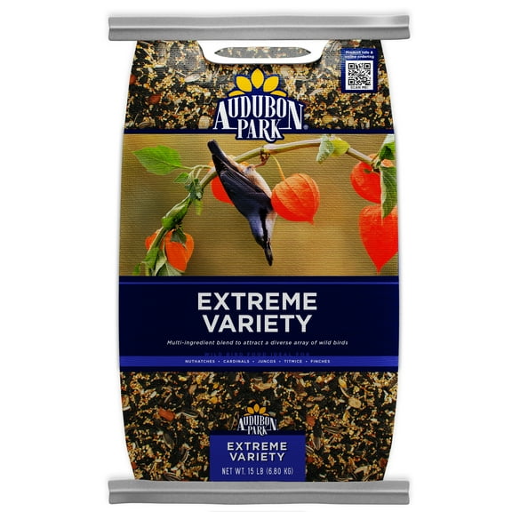 Audubon Park Wild Bird Seed, Extreme Variety Wild Bird Food and Songbird Supreme Wild Bird Food, 15 lbs. Each, 30 lbs. Total