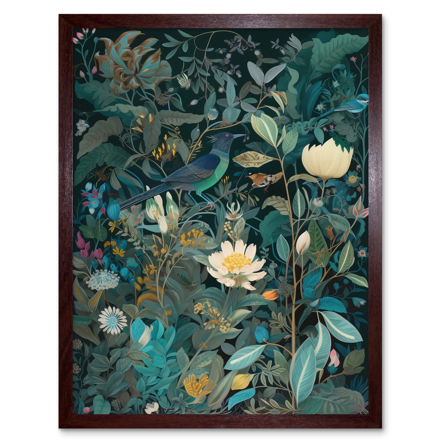 Audubon Style Birds in Blooming Wildflower Field Art Print Framed ...