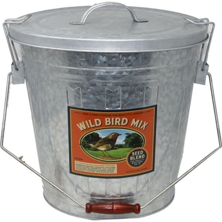 Audubon & Woodlink Rustic Farmhouse Seed Storage Bucket with Scoop - Galvanized