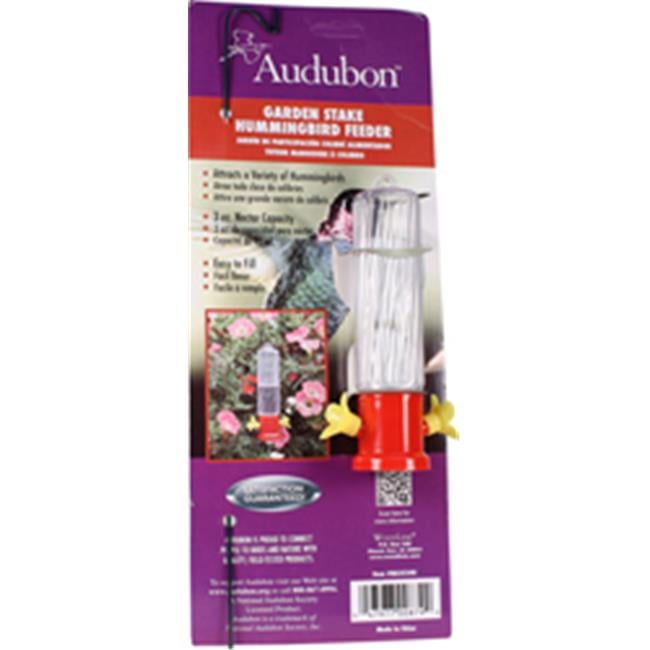 Red Glass and Plastic Garden Stake Hummingbird Feeder, 3 oz
