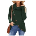 thumbnail image 1 of Audvoi Women's Xmas Christmas Green Button Turtle Cowl Neck Asymmetric Hem Wrap Pullover Sweater Tops Size X-Large US 16-18, 1 of 3