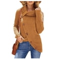 thumbnail image 1 of Audvoi Womens Button Turtle Cowl Neck Asymmetric Hem Wrap Pullover Sweater Tops Size Small US 4-6, 1 of 3