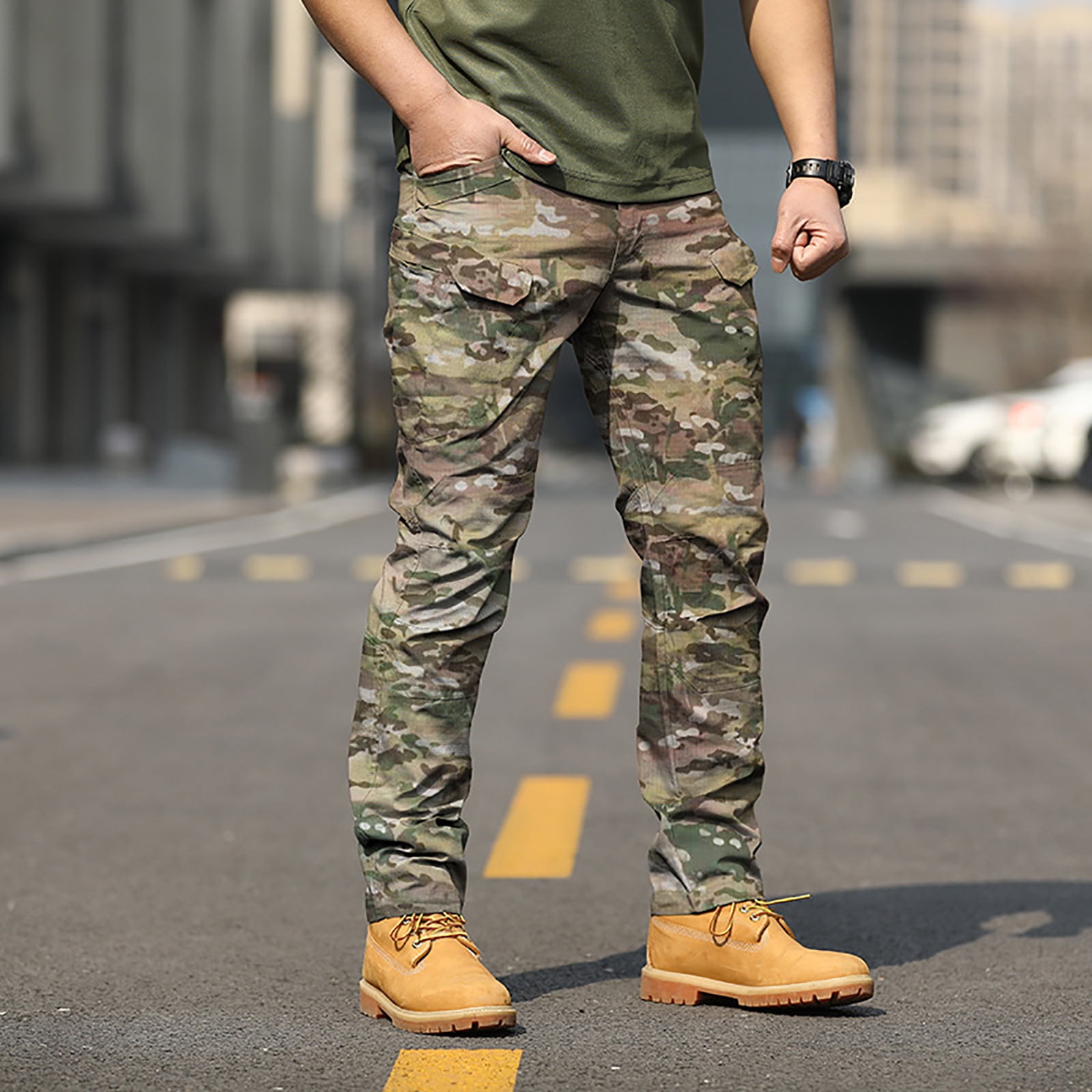 Aueoe Work Pants For Men Sweat Pants Male Men's Tooling Camouflage