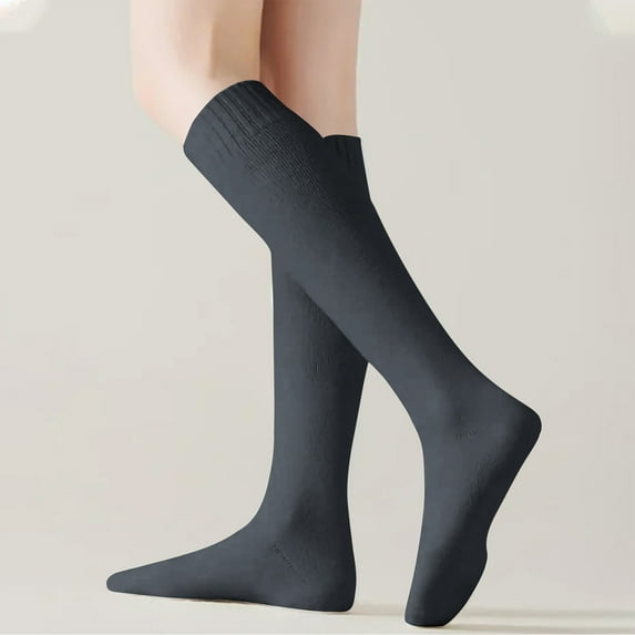 Aueoeo 1 Pairs Womens Socks, Solid Color Warm Winter Comfort Knee-High Socks Colorful Lightweight Athletic Socks