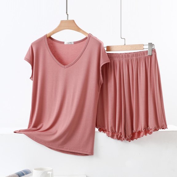 Aueoeo 2 Piece Outfits for Women Lightweight Matching Comfy Soft Sets Cap Sleeve Top and Elastic Waisted Shorts