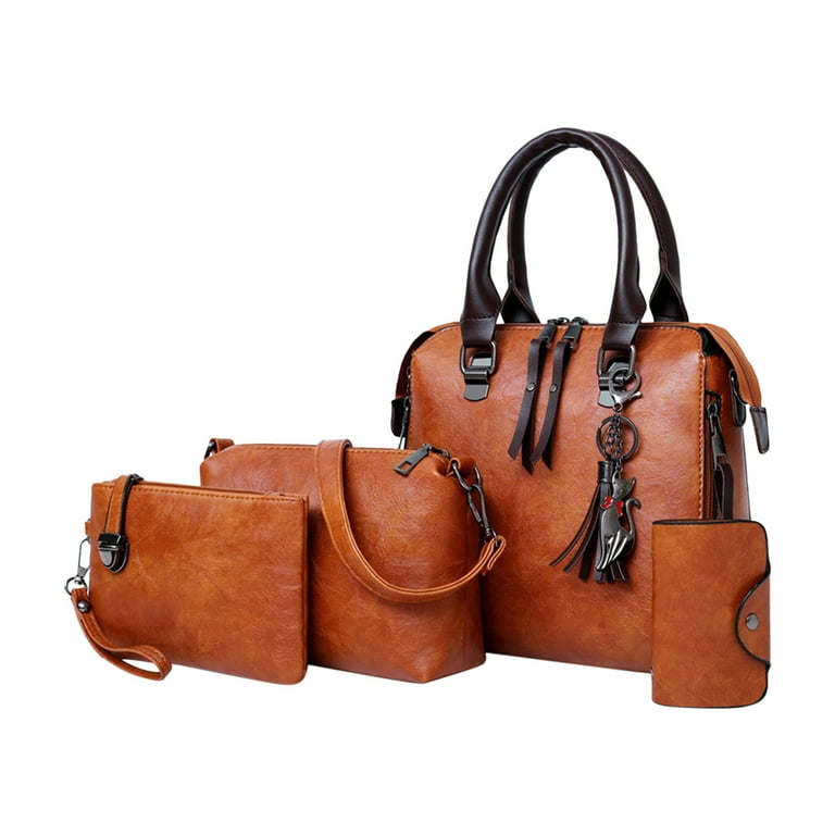 Aueoeo 4Pcs Hand Bags for Women 2024 Shoulder Bag with Wallet Set Women Tote Hobo Purses on Clearance Walmart
