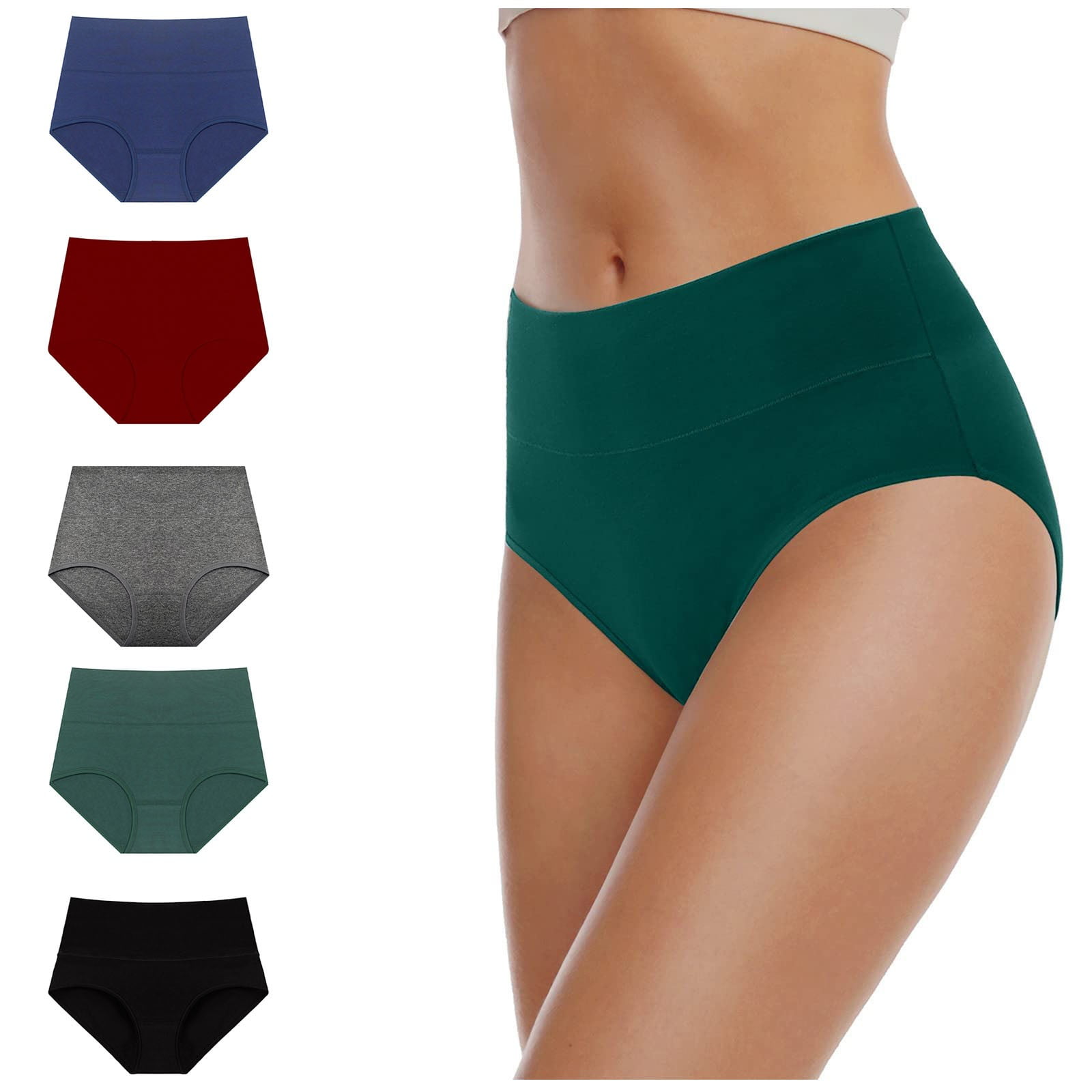 6 Pairs Women Casual Pure Color High Waist Underwear